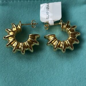 Sterling silver Gold overlay‎ Hoop Earrings